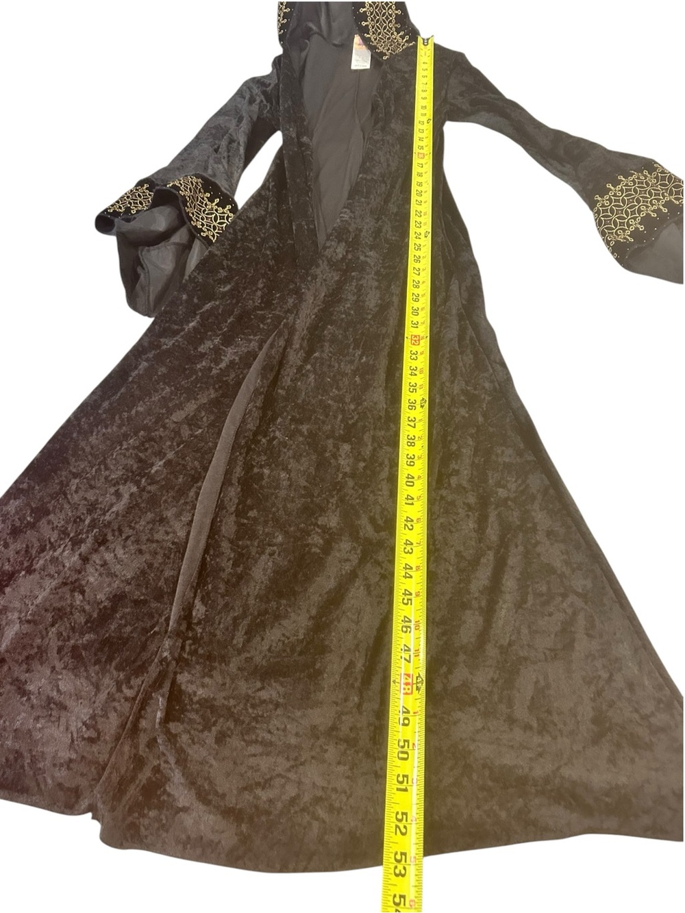 Black Crushed Velvet Hooded Cape womens M Embroidered Gothic Witchy Renaissance - Picture 6 of 16